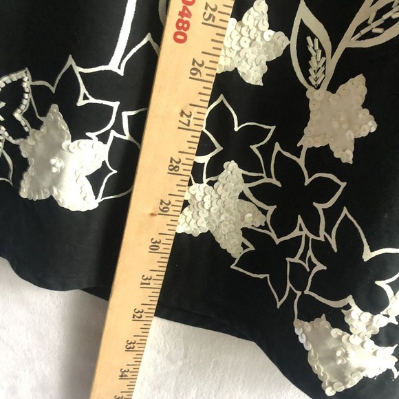 Gracie & Me Black & White Floral Midi Skirt w/Sequins & Beads Size 14 - Picture 9 of 9